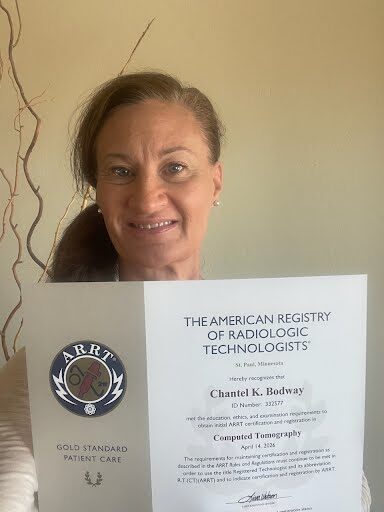 Chantel Bodway Holdinn ARRT Certificate